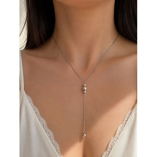 Collier En Y En Acier Inoxydable Argenté 