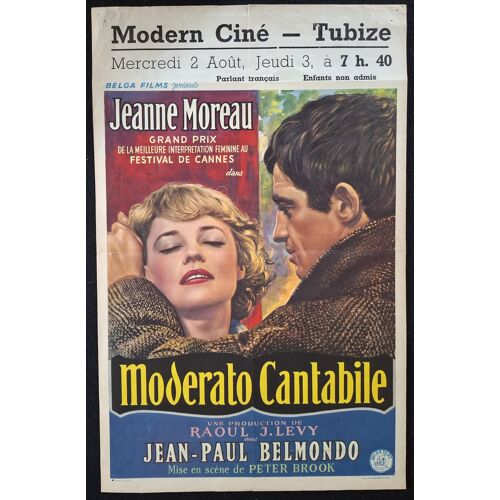 Moderato Cantabile - Film 1960 Réalisation Peter Brook Avec Avec Jeanne Moreau, Jean-Paul Belmondo, Didier Haudepin - 1 Affiche De Cinéma Originale Belge 35x55 Cm - Original Belgian Movie Poster