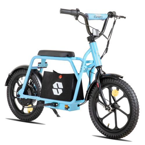 Vélo Électrique Enfant Joystar Starmoto 16 Pouces, 250w, 25 Km/H, Autonomie 24 Km, Avec Sac De Rangement Pour Garçons Et Filles, Bleu