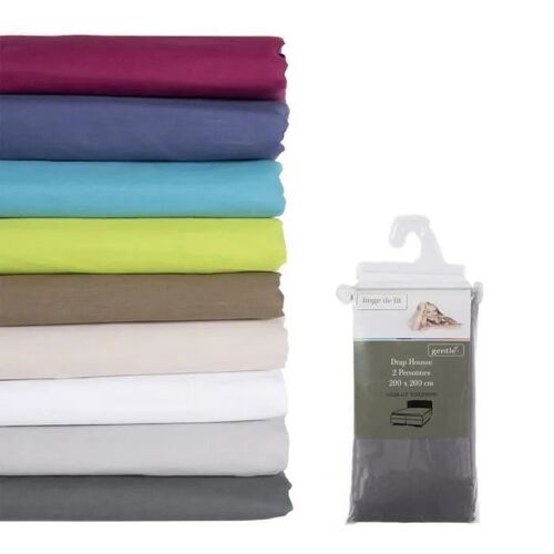 Drap Housse - Maé - 200x200 Cm - 100% Coton - Gris Anthracite - Ultra Doux