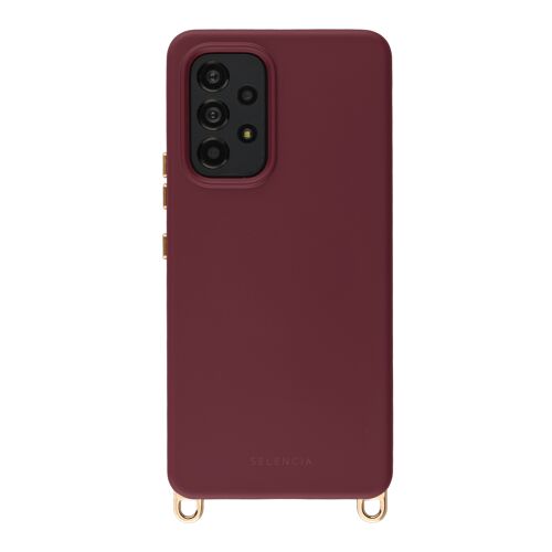 Selencia Coque arrière Rivièra avec MagSafe avec crochets amovibles Samsung Galaxy A53 Bold Burgundy