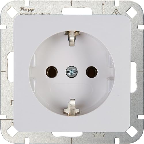 Kopp HK02 contact de protection 914813003 Prise de courant blanc arctique, Bouton + interrupteur, Blanc