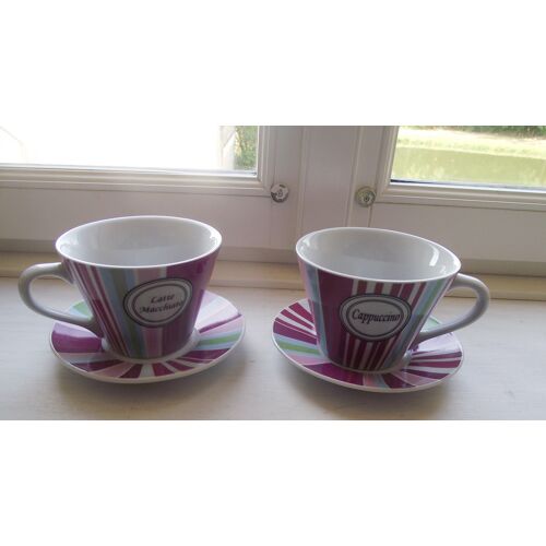 Lot De 2 Tasses À Café Avec Leurs Sous-Tasses Assorties,