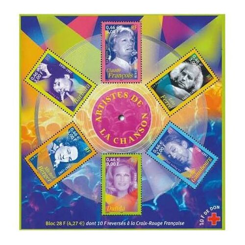 Chanteurs Français Bloc Feuillet 37 Année 2001 N° 3391 3392 3393 3394 3395 3396 Yvert Et Tellier Luxe