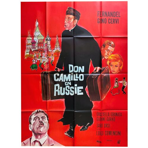 Don Camillo En Russie (Il Compagno Don Camillo) - Véritable Affiche De Cinéma Pliée - Format 120x160 Cm - De Luigi Comencini Avec Fernandel, Gino Cervi - 1965
