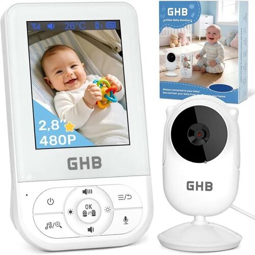 Ghb Babyphone Caméra Bébé - Surveillance Vox, Vision Nocturne, 2.4 Ghz, Berceuses, Température, Communication Bidirectionnelle,¿.