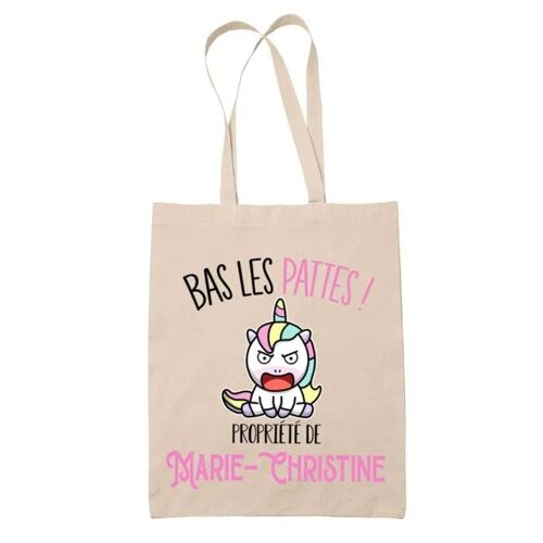 Tote bag Marie-Christine Bas les pattes Licorne | Sac en toile coton Original Cadeau Anniversaire Noël Humour fête des mères