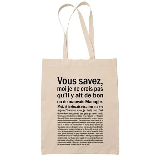 Tote Bag Manager Situation Homme Beige | Idée Cadeau Sac cabas Bandoulière, Sac de Plage | Imprimé en France