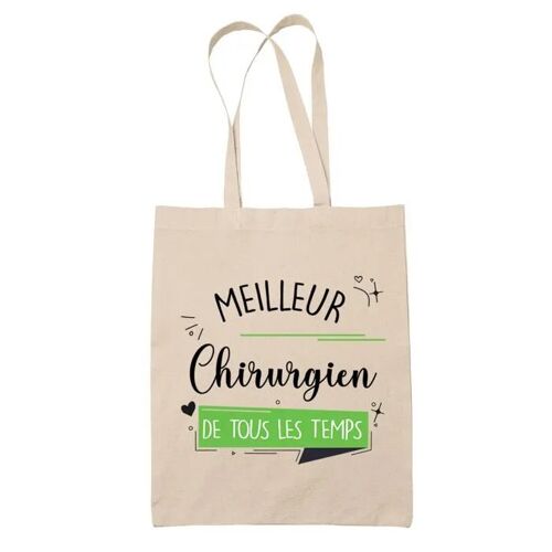 Tote bag Chirurgien meilleur de tous les temps | Sac coton cabas Idée Cadeau Humour Collègue famille Homme Anniversaire Noël