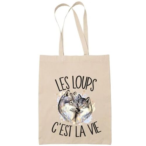 Tote bag loup c'est la vie | Idée Cadeau Sac cabas Bandoulière, Sac de Plage | Imprimé en France