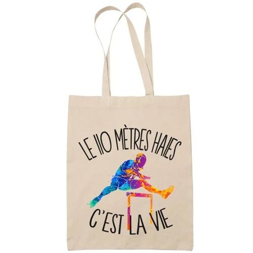 Tote bag 110 mètres haies c'est la vie | Idée Cadeau Sac cabas Bandoulière, Sac de Plage | Imprimé en France