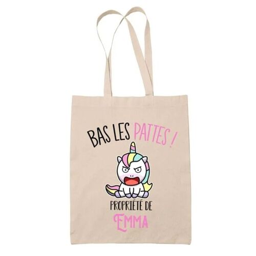 Tote bag Emma Bas les pattes Licorne | Sac en toile coton Original Cadeau Anniversaire Noël Humour fête des mères
