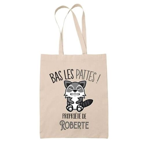 Tote bag Roberte Bas les pattes Raton laveur | Sac en toile coton Original Cadeau Anniversaire Noël Humour fête des mères