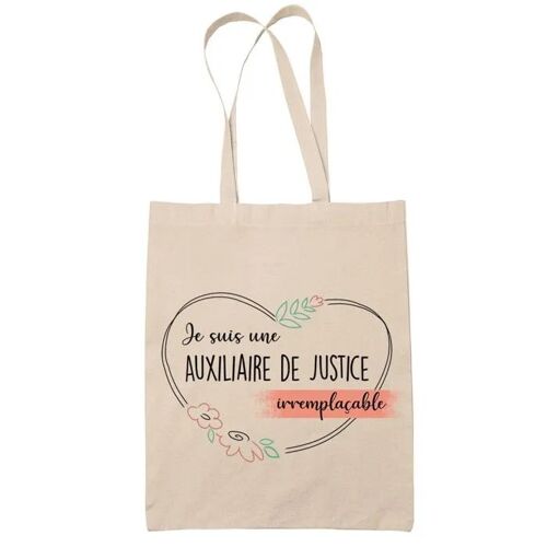Tote bag Auxiliaire de Justice femme Irremplaçable | Idée Cadeau Sac cabas Bandoulière, Sac de Plage, Sac à Main Femme | Imprimé en