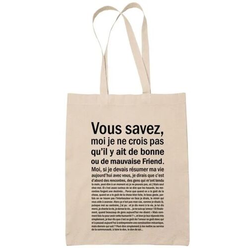 Planetee Tote bag Friend Situation Femme Beige - Idée Cadeau Sac cabas Bandoulière, Sac de Plage, Sac à Main - Imprimé en France