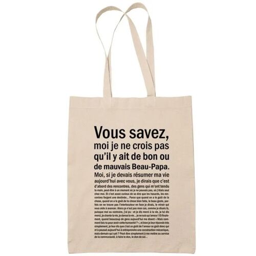 Tote Bag Beau-Papa Situation Homme Beige | Idée Cadeau Sac cabas Bandoulière, Sac de Plage | Imprimé en France