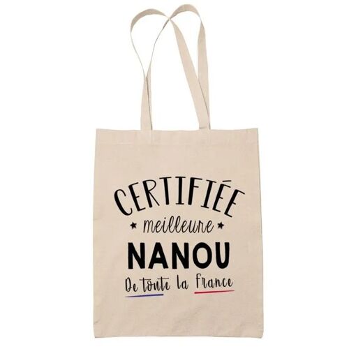 Tote bag Beige Certifiée meilleure Nanou | Sac coton cabas réutilisable cadeau femme amie famille collègue