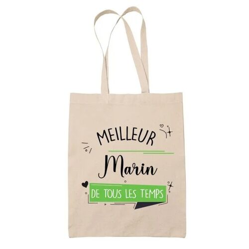 Tote bag Marin meilleur de tous les temps | Sac coton cabas Idée Cadeau Humour Collègue famille Homme Anniversaire Noël