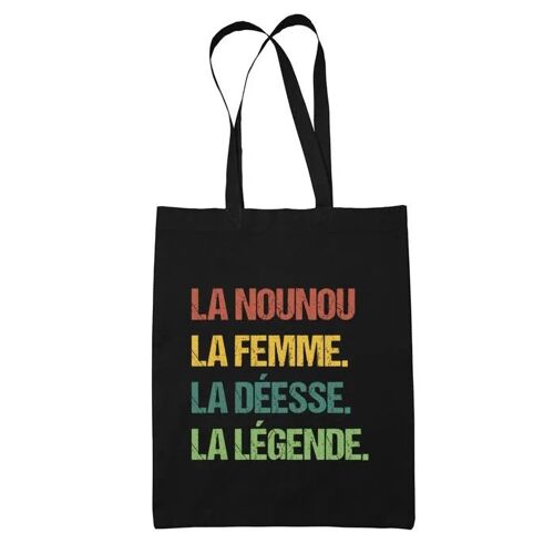 Planetee Tote bag La nounou Déesse Légende Vintage Noir - Idée Cadeau Sac cabas Bandoulière, Sac de Plage, Sac à Main Femme
