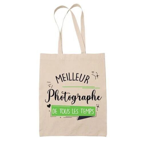 Tote bag Photographe meilleur de tous les temps | Sac coton cabas Idée Cadeau Humour Collègue famille Homme Anniversaire Noël