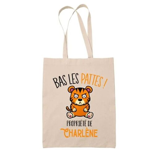 Tote bag Charlène Bas les pattes Tigre | Sac en toile coton Original Cadeau Anniversaire Noël Humour fête des mères