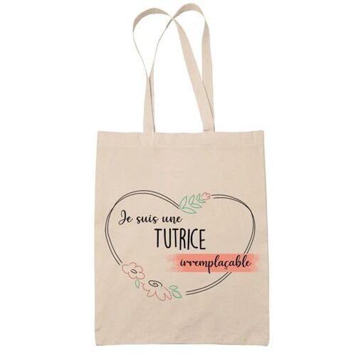 Tote bag Tutrice femme Irremplaçable | Idée Cadeau Sac cabas Bandoulière, Sac de Plage, Sac à Main Femme | Imprimé en France