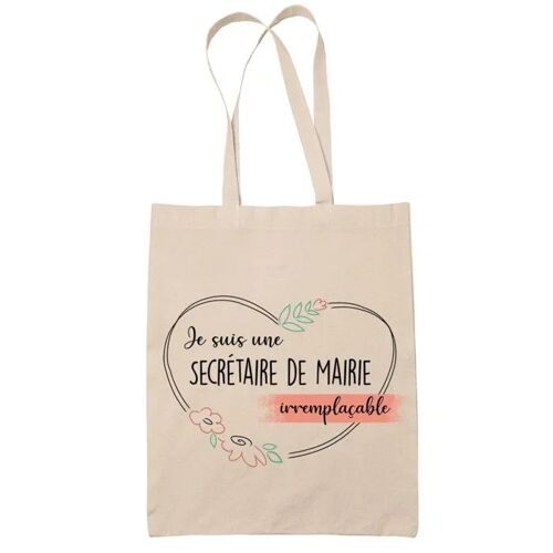 Planetee Tote bag Secrétaire de Mairie femme Irremplaçable - Idée Cadeau Sac cabas Bandoulière, Sac de Plage, Sac à Main Femme