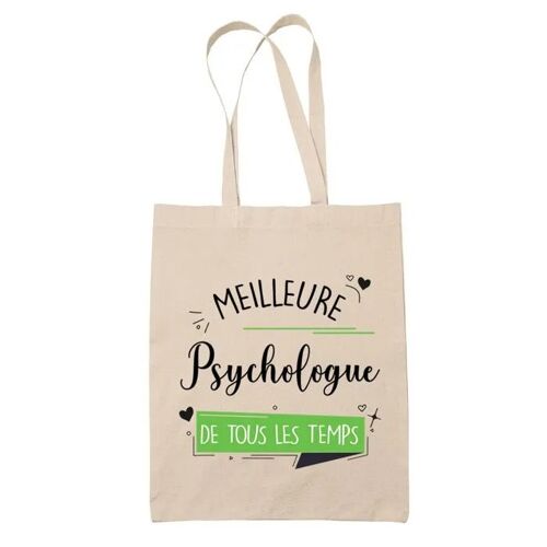Tote bag Psychologue meilleure femme de tous les temps | Sac coton cabas Idée Cadeau Humour Collègue famille Anniversaire Noël