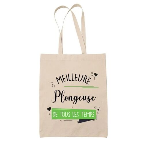 Tote bag Plongeuse meilleure femme de tous les temps | Sac coton cabas Idée Cadeau Humour Collègue famille Anniversaire Noël