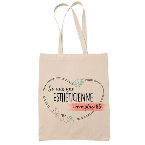 Planetee Tote bag Esthéticienne femme Irremplaçable - Idée Cadeau Sac cabas Bandoulière, Sac de Plage, Sac à Main Femme - Imprimé