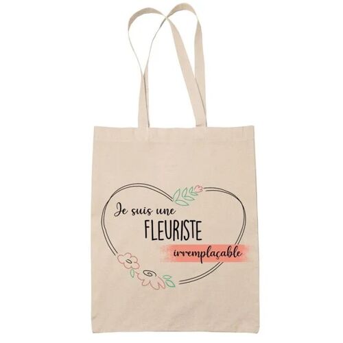 Planetee Tote bag Fleuriste femme Irremplaçable - Idée Cadeau Sac cabas Bandoulière, Sac de Plage, Sac à Main Femme - Imprimé en