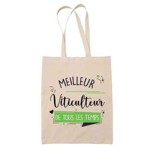 Tote bag Viticulteur meilleur de tous les temps | Sac coton cabas Idée Cadeau Humour Collègue famille Homme Anniversaire Noël