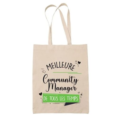 Tote bag Community Manager meilleure femme de tous les temps | Sac coton cabas Idée Cadeau Humour Collègue famille Anniversaire Noël