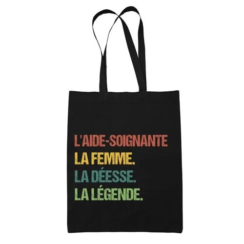 Planetee Tote bag L'aide-soignante Déesse Légende Vintage Noir - Idée Cadeau Sac cabas Bandoulière, Sac de Plage, Sac à Main Femme
