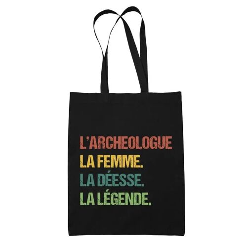 Planetee Tote bag L'archéologue Déesse Légende Vintage Noir - Idée Cadeau Sac cabas Bandoulière, Sac de Plage, Sac à Main Femme