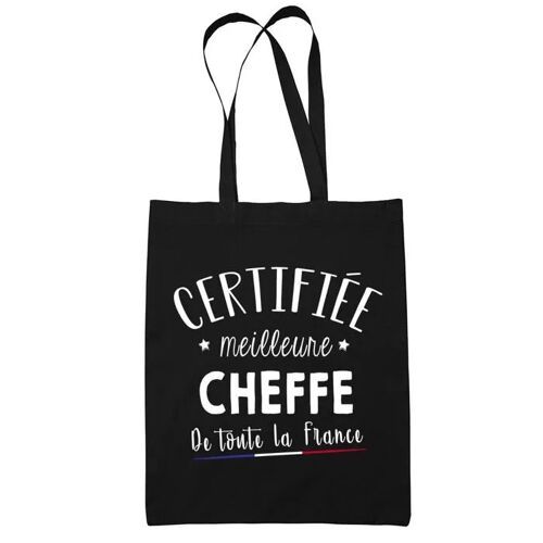 Tote bag Noir Certifiée meilleure Chérie | Sac coton cabas réutilisable cadeau femme amie famille collègue