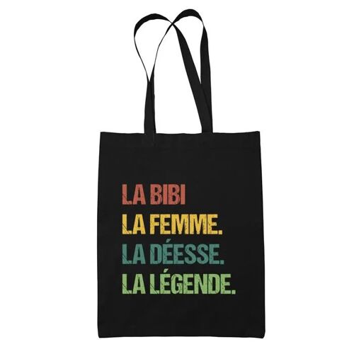 Planetee Tote bag La bibi Déesse Légende Vintage Noir - Idée Cadeau Sac cabas Bandoulière, Sac de Plage, Sac à Main Femme - Imprimé