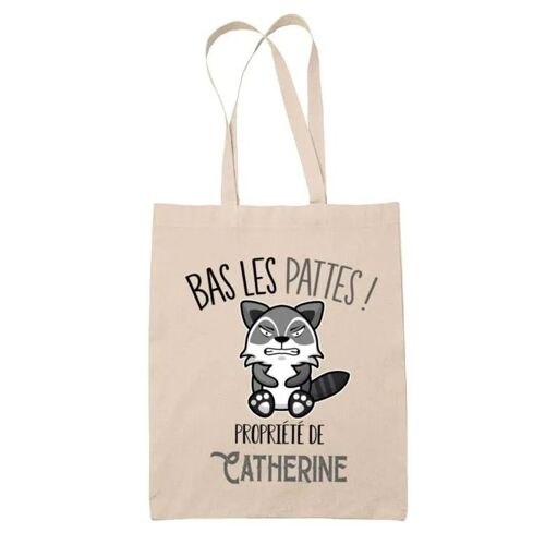 Tote bag Catherine Bas les pattes Raton laveur | Sac en toile coton Original Cadeau Anniversaire Noël Humour fête des mères