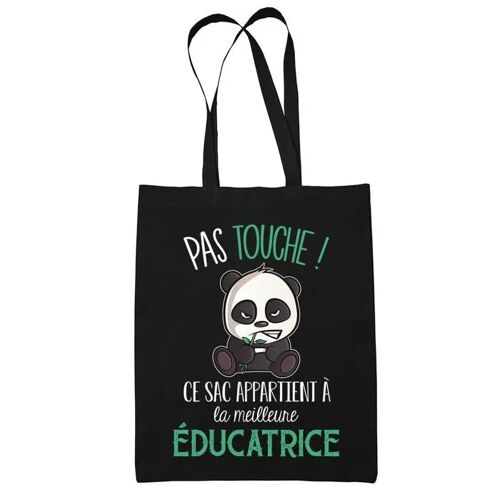 Tote bag Educatrice Pas touche | Idée Cadeau Sac cabas Bandoulière, Sac de Plage, Sac à Main Femme | Imprimé en France