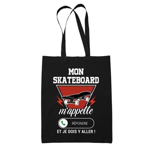 Tote bag Skateboard m'appelle | Idée Cadeau Sac cabas Bandoulière, Sac de Plage, Sac à Main Femme | Imprimé en France