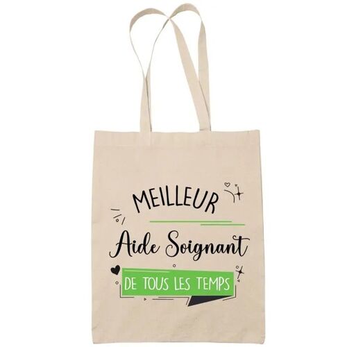 Tote bag Aide Soignant meilleur de tous les temps | Sac coton cabas Idée Cadeau Humour Collègue famille Homme Anniversaire Noël