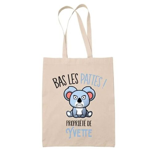 Tote bag Yvette Bas les pattes koala | Sac en toile coton Original Cadeau Anniversaire Noël Humour fête des mères