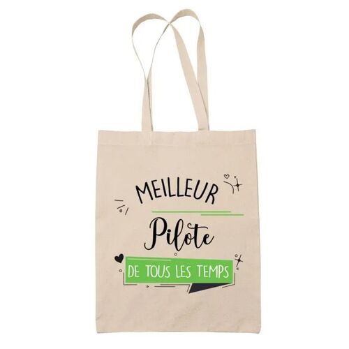 Tote bag Pilote meilleur de tous les temps | Sac coton cabas Idée Cadeau Humour Collègue famille Homme Anniversaire Noël
