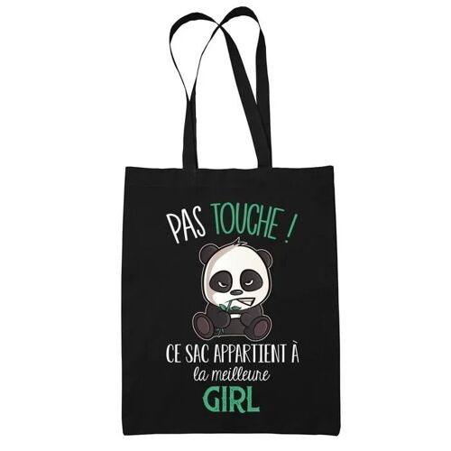 Tote bag Girl Pas touche | Idée Cadeau Sac cabas Bandoulière, Sac de Plage, Sac à Main Femme | Imprimé en France