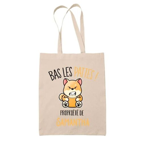 Tote bag Samantha Bas les pattes Chien Shiba | Sac en toile coton Original Cadeau Anniversaire Noël Humour fête des mères
