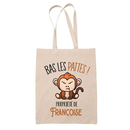 Tote bag Françoise Bas les pattes Singe | Sac en toile coton Original Cadeau Anniversaire Noël Humour fête des mères