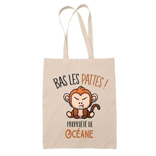 Tote bag Océane Bas les pattes Singe | Sac en toile coton Original Cadeau Anniversaire Noël Humour fête des mères