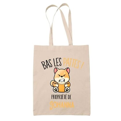 Tote bag Johanna Bas les pattes Chien Shiba | Sac en toile coton Original Cadeau Anniversaire Noël Humour fête des mères