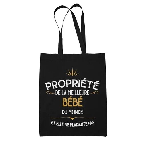 Tote bag Bébé Propriété de la meilleure | Sac coton cabas Idée Cadeau Femme Humour Collègue famille Anniversaire Noël