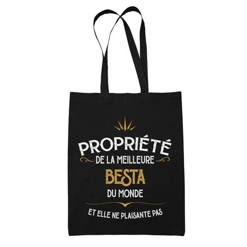 Tote bag Besta Propriété de la meilleure | Sac coton cabas Idée Cadeau Femme Humour Collègue famille Anniversaire Noël